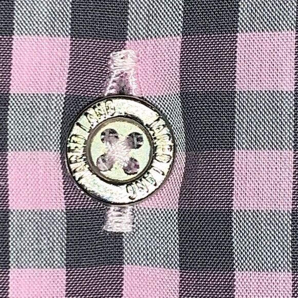 JARED LANG CHECK GINGHAM GRAY PINK BUTTON DOWN SHIRT L - Picture 6 of 11